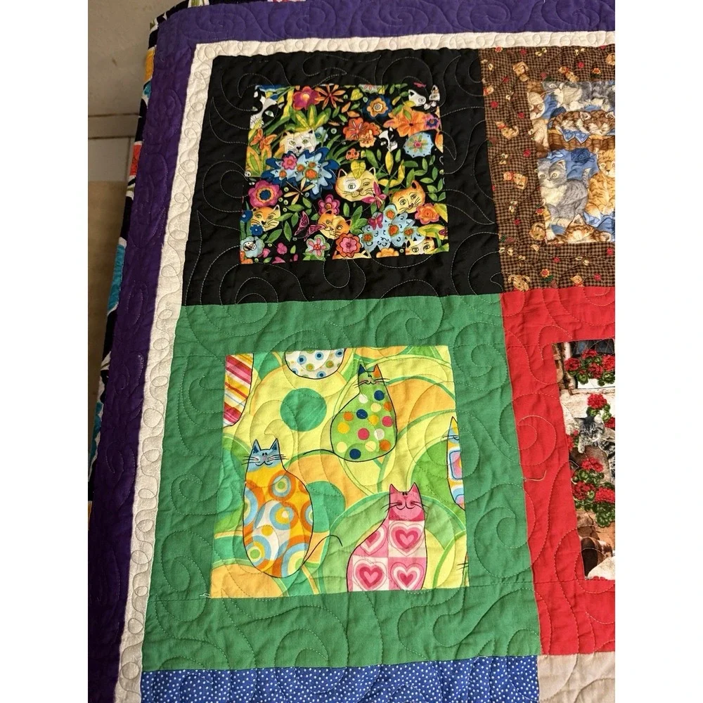 homemade quilt Patchwork Cat Theme 40x50